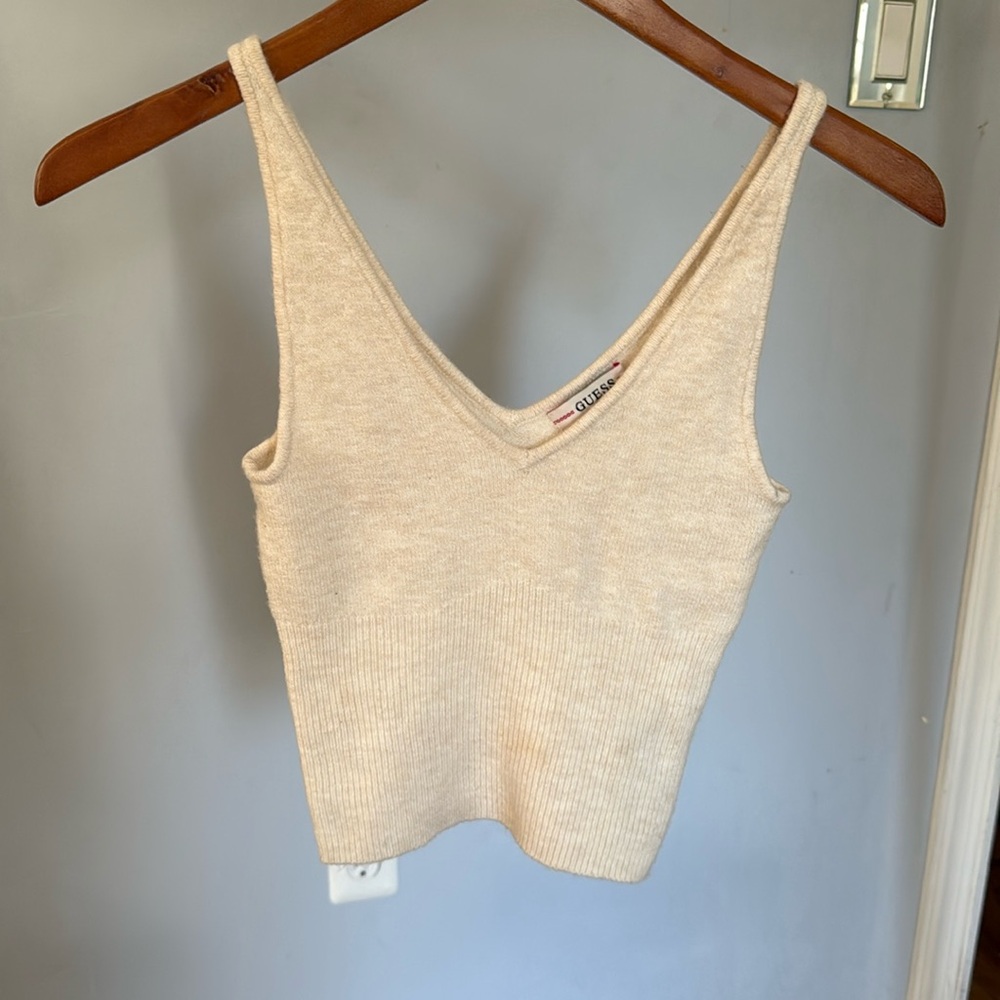 Essentials ribbed Knit Sweater Tank top small cream size xsmall
